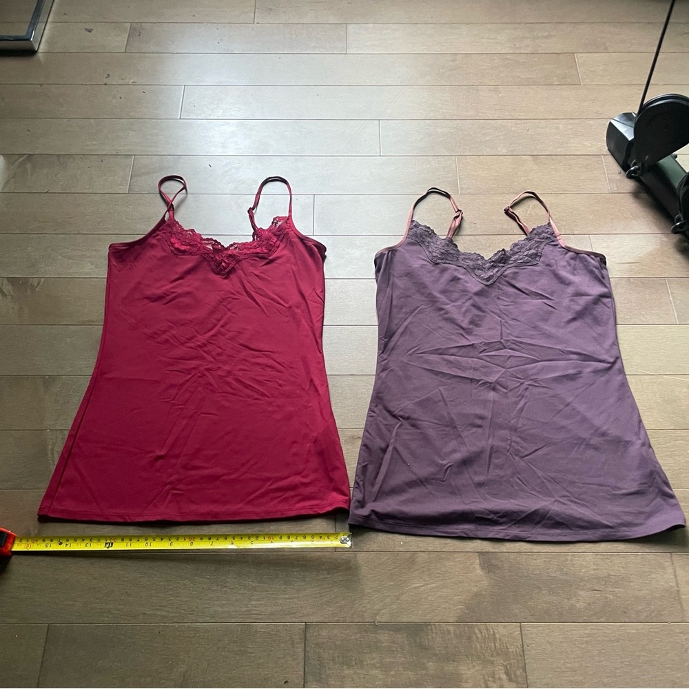 Women's Lace Trim Camisole Set - Red and Purple Y2K